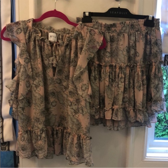 Misa skirt and top set, blush floral with gray - Picture 4 of 8